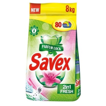 Detergent Pudra pentru Rufe SAVEX 2 in 1 Parfum Lock Fresh, 8 kg Detergent Pudra pentru Rufe SAVEX 2 in 1 Parfum Lock Fresh, 8 kg