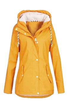 GGeaca Dama Impermeabila cu Gluga si Captuseala din Blana Sintetica, Galbena GGeaca Dama Impermeabila cu Gluga si Captuseala din Blana Sintetica, Galbena