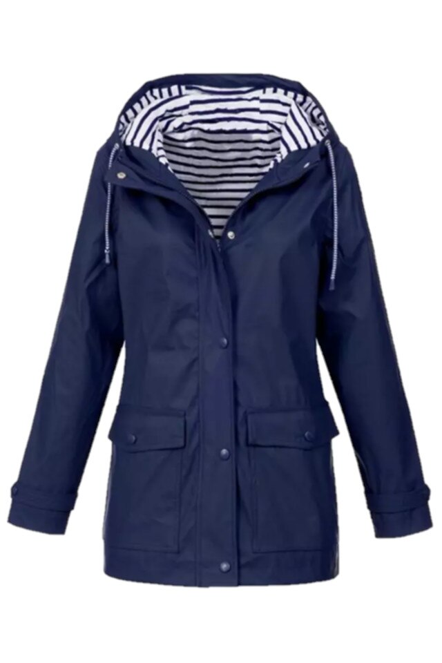Geaca Dama Impermeabila cu gluga, Albastra