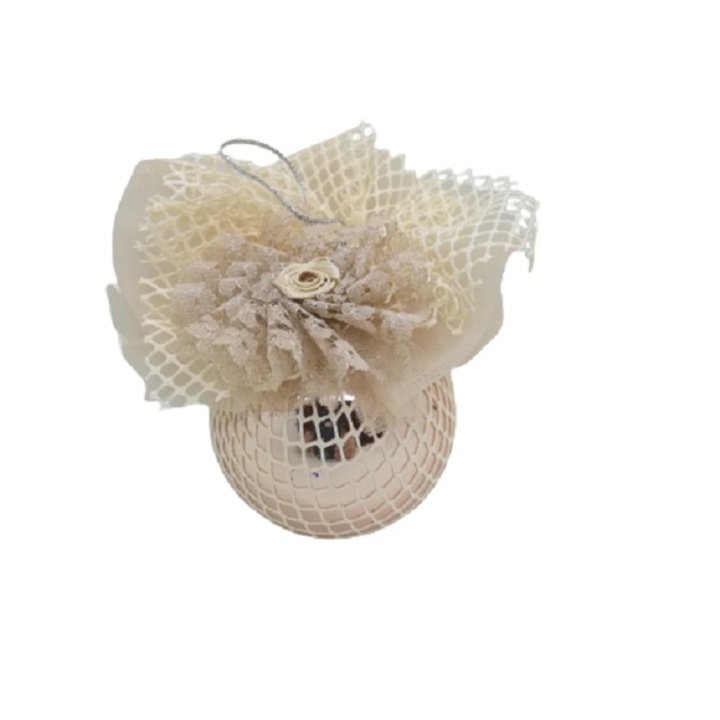 Glob de Craciun stilizat handmade, culoare crem, model 05