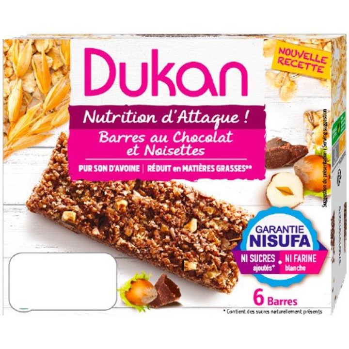 Batoane din tarate de ovaz cu ciocolata si alune, fara zahar, dieta Dukan, 150g