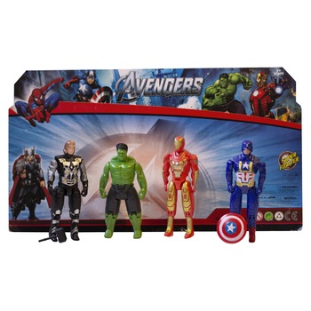 Set 4 figurine tip super eroi Avengers Marvel: Thor, Hulk, Iron Man, Captain America, 14 cm, +3 ani Set 4 figurine tip super eroi Avengers Marvel: Thor, Hulk, Iron Man, Captain America, 14 cm, +3 ani