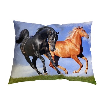 Perna decorativa cu doua fete, Horse freedom, imprimat, 40x50 cm Perna decorativa cu doua fete, Horse freedom, imprimat, 40x50 cm