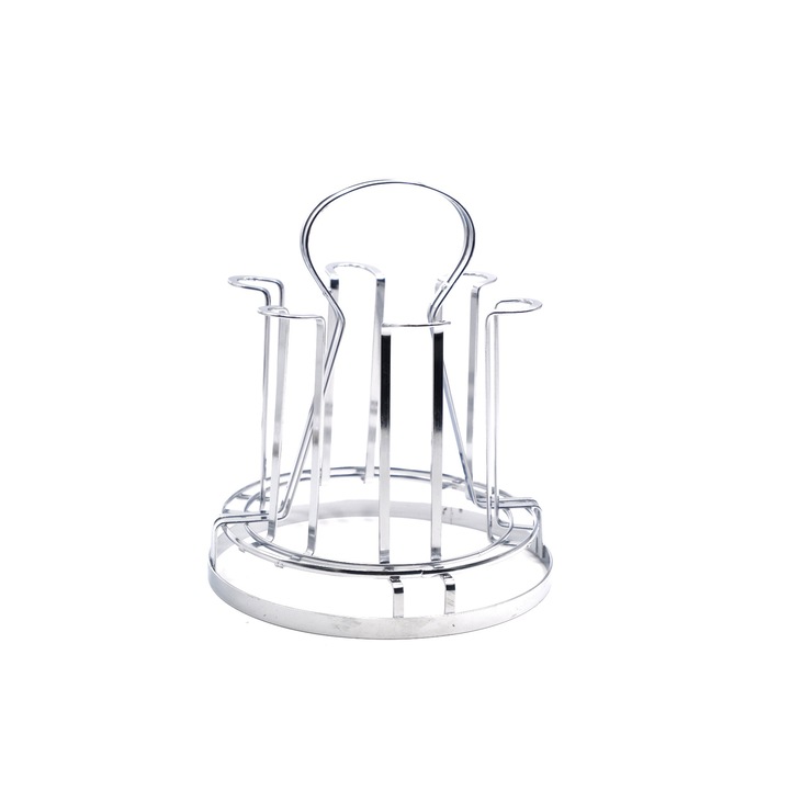 Suport pahare din metal cu tavita pentru 6 pahare 23 cm