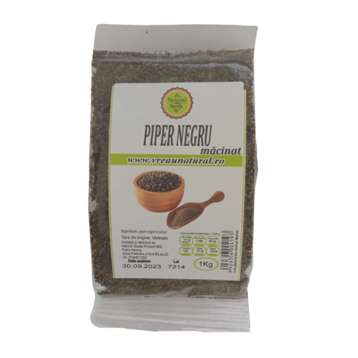 Őrölt fekete bors 100% -1 kg bogyóból, természetes magvakból készült termék