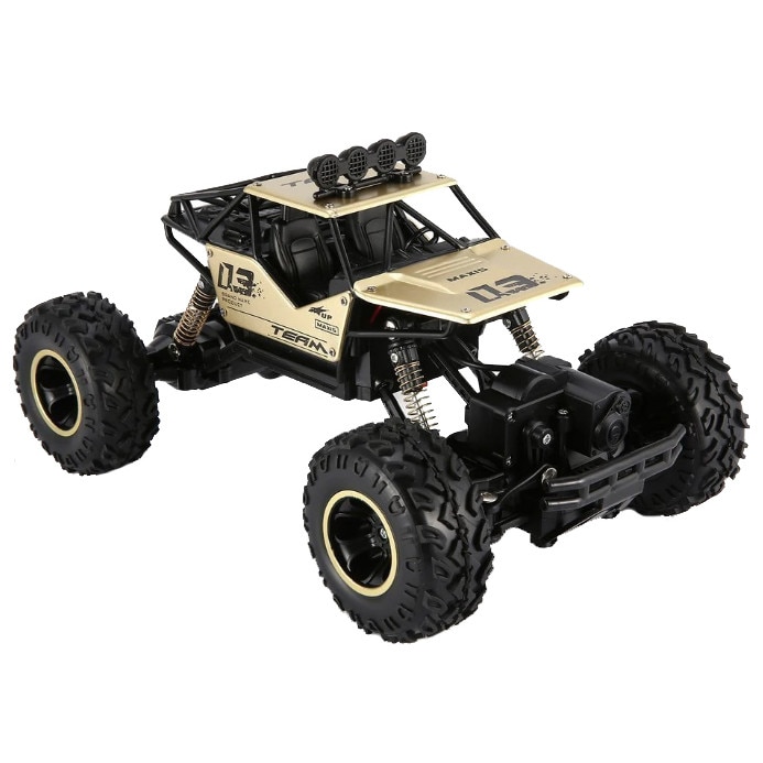 Masinuta de teren radiocomandata 2.4GHz ROCK CRAWLER OFF ROAD 1/16, roti XXL, functii complete, Aurie