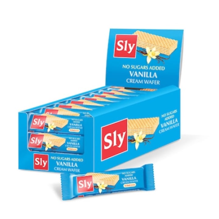 Pachet 36 buc. napolitane cu crema de vanilie, Sly Nutritia, fara zaharuri adaugate, 20g