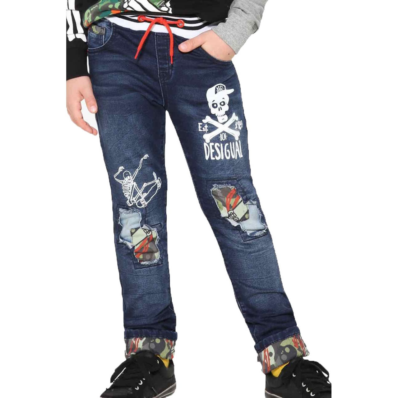 Pantaloni, Desigual 17WBDD05, Albastru denim, 13-14 ani