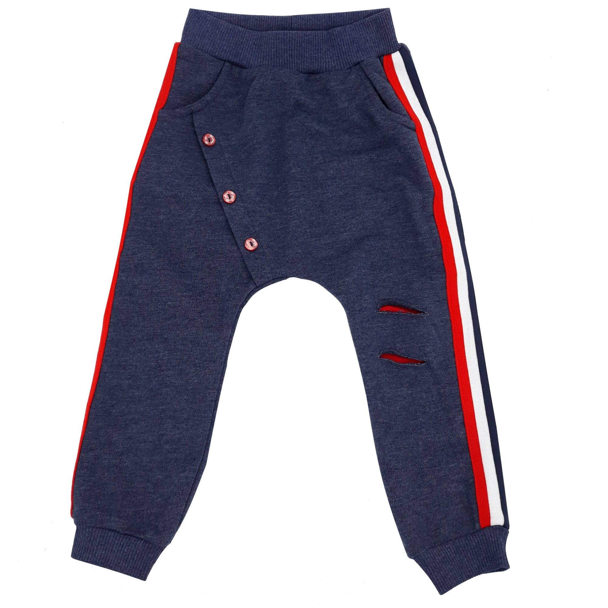Pantaloni sport din bumbac ,albastru inchis melange ,98 cm,3 ani
