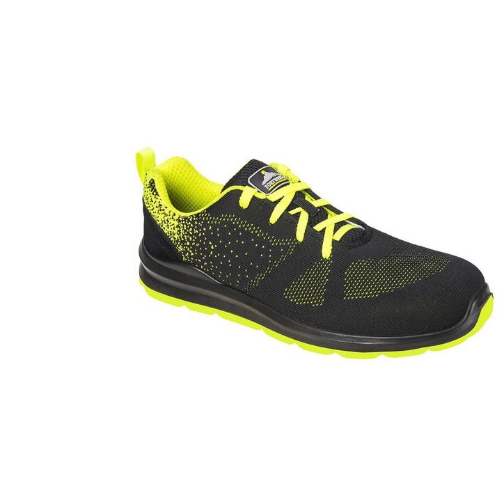 Pantofi de protectie, bombeu metalic,negru/verde,Portwest 46