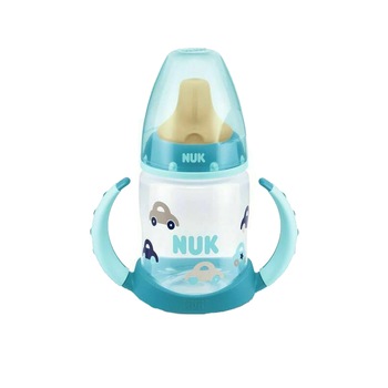 Biberon cu cioc si manere 150 ml Nuk First Choice 215264, Albastru 6+ luni Biberon cu cioc si manere 150 ml Nuk First Choice 215264, Albastru 6+ luni