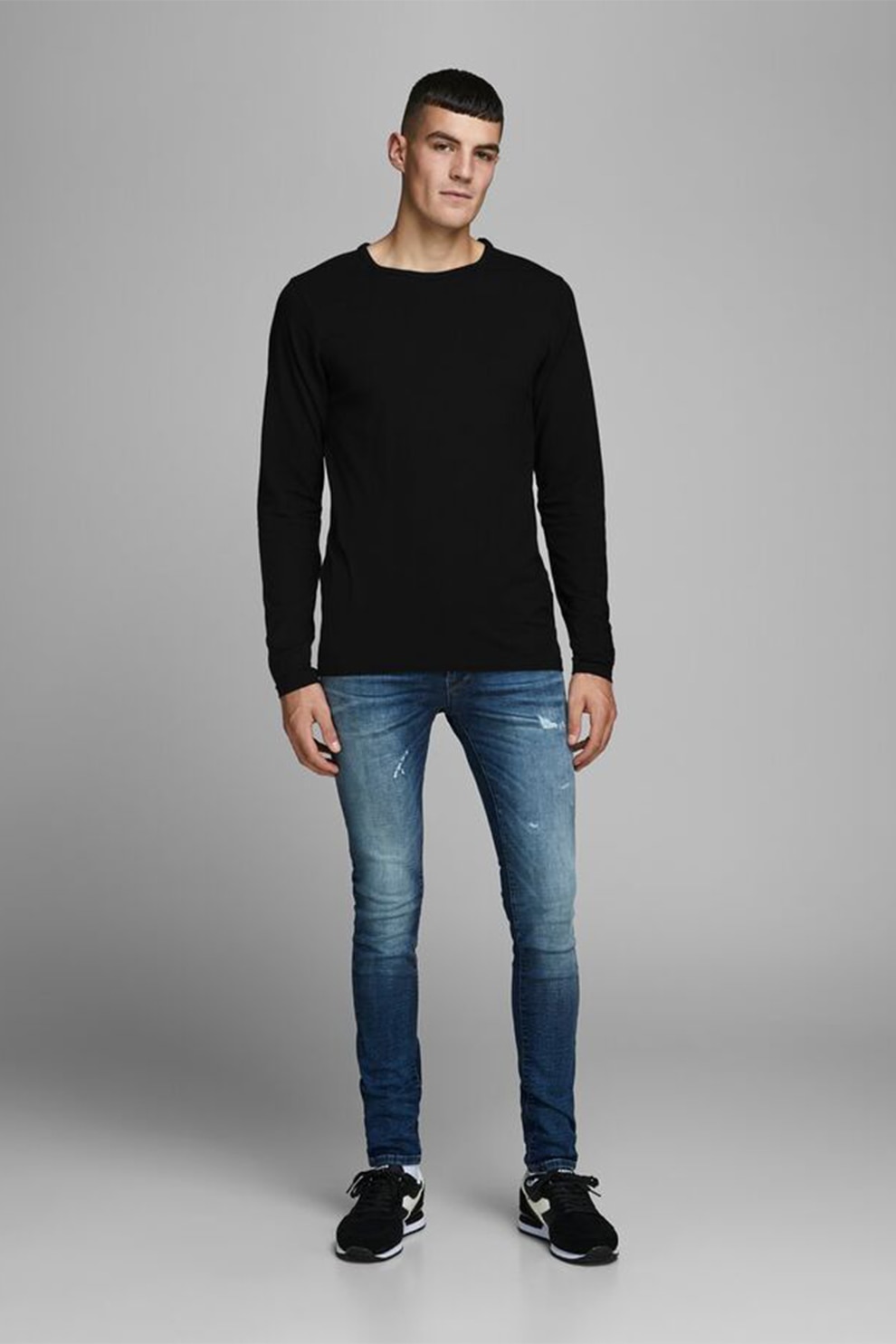 Jack&Jones, Bluza cu decolteu la baza gatului Basic, Negru
