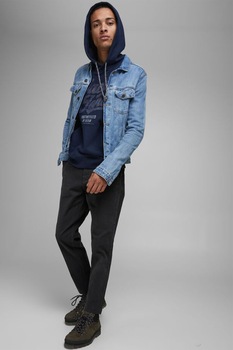 Jack&Jones, Pantaloni cu croiala conica Ace, Negru Jack&Jones, Pantaloni cu croiala conica Ace, Negru