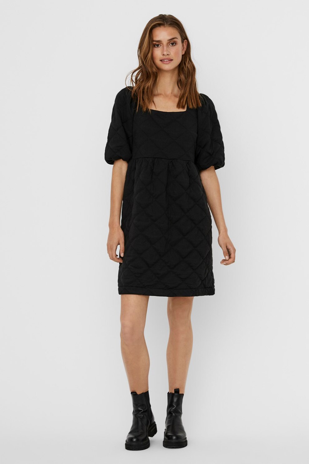 Vero Moda, Rochie mini cu croiala in A, Negru, L