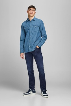 Jack&Jones, Blugi slim fit cu aspect decolorat Glenn Icon, Bleumarin Jack&Jones, Blugi slim fit cu aspect decolorat Glenn Icon, Bleumarin