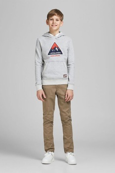 Jack&Jones, Hanorac cu imprimeu grafic si logo, 176 CM, Gri deschis Jack&Jones, Hanorac cu imprimeu grafic si logo, 176 CM, Gri deschis