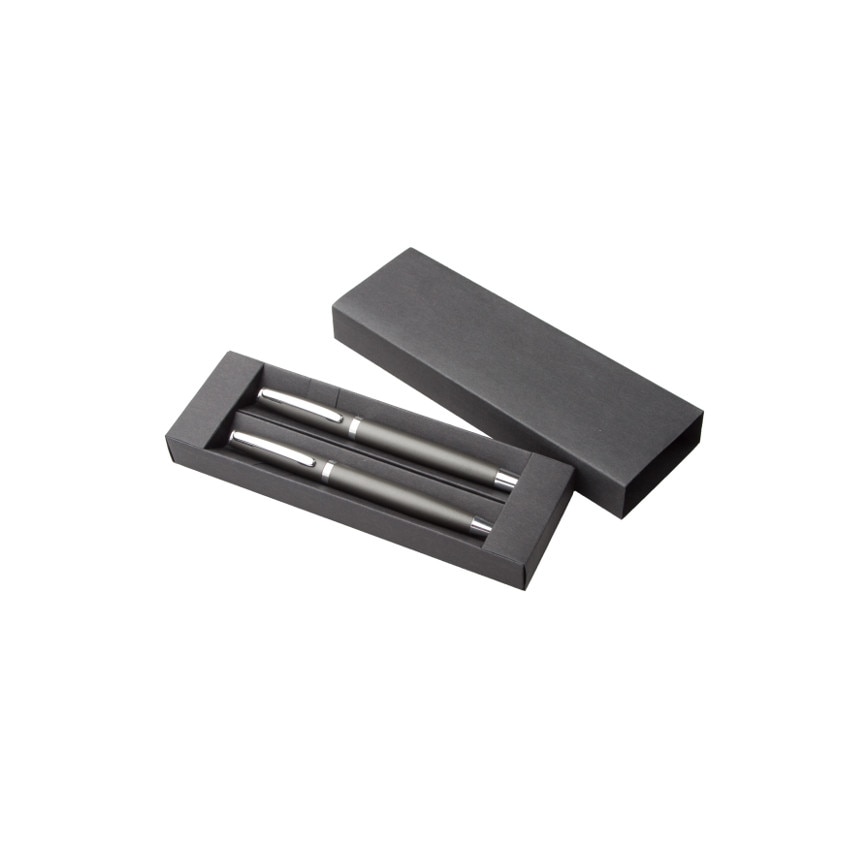 Set premium de pix si stilou din aluminiu, Lumix, negru, in cutie de cadou eleganta