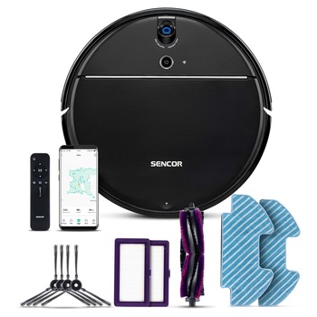 Aspirator robot Sencor SRV 8550BK, Timp de functionare 120 minute, 475 ml, Negru/Albastru