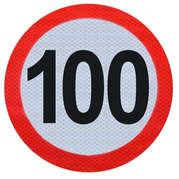 Autocolant limita viteza 100 KM reflectorizant CLASA I D-200MM, MVM