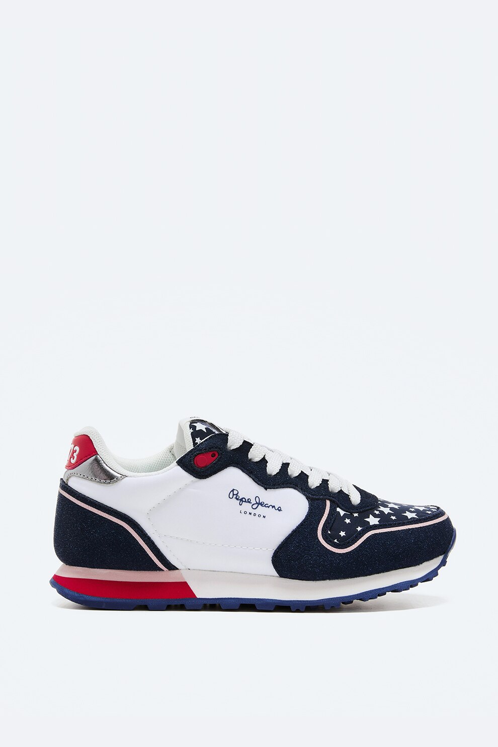 Pepe Jeans London, Pantofi sport cu model colorblock si imprimeu cu stele