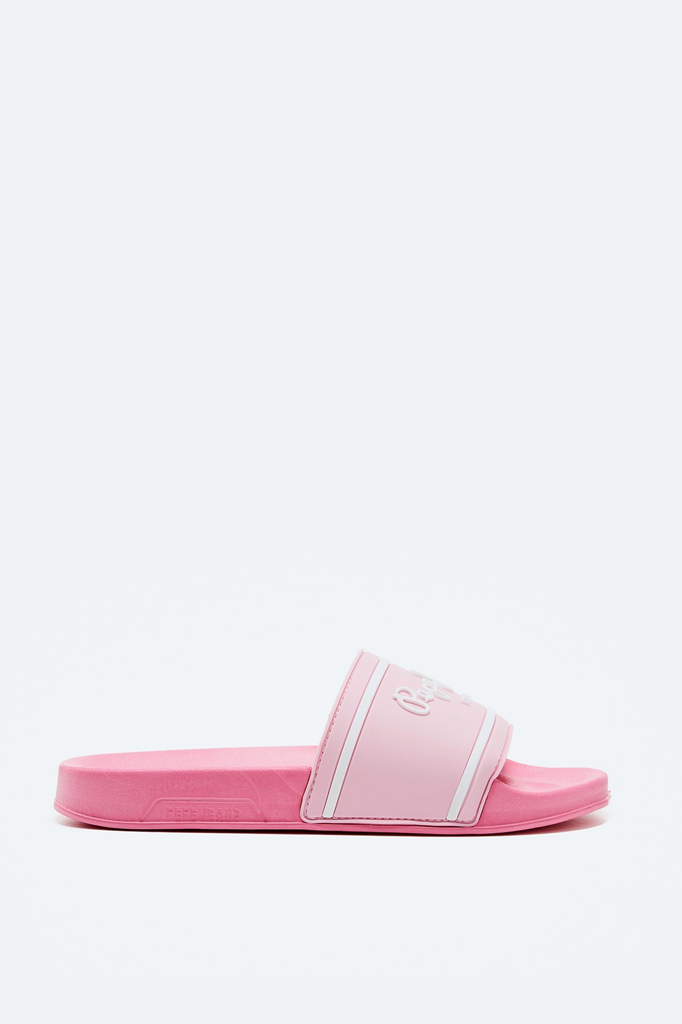 Pepe Jeans London, Papuci cu logo, Roz/Alb, 32 EU