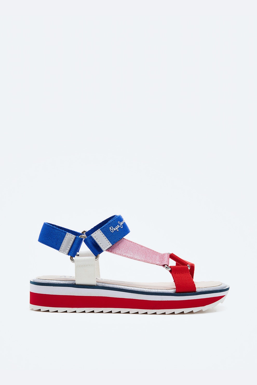 Pepe Jeans London, Sandale din material textil cu insertii de piele ecologica