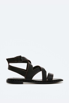 Pepe Jeans London, Sandale de piele ecologica cu barete multiple Pepe Jeans London, Sandale de piele ecologica cu barete multiple