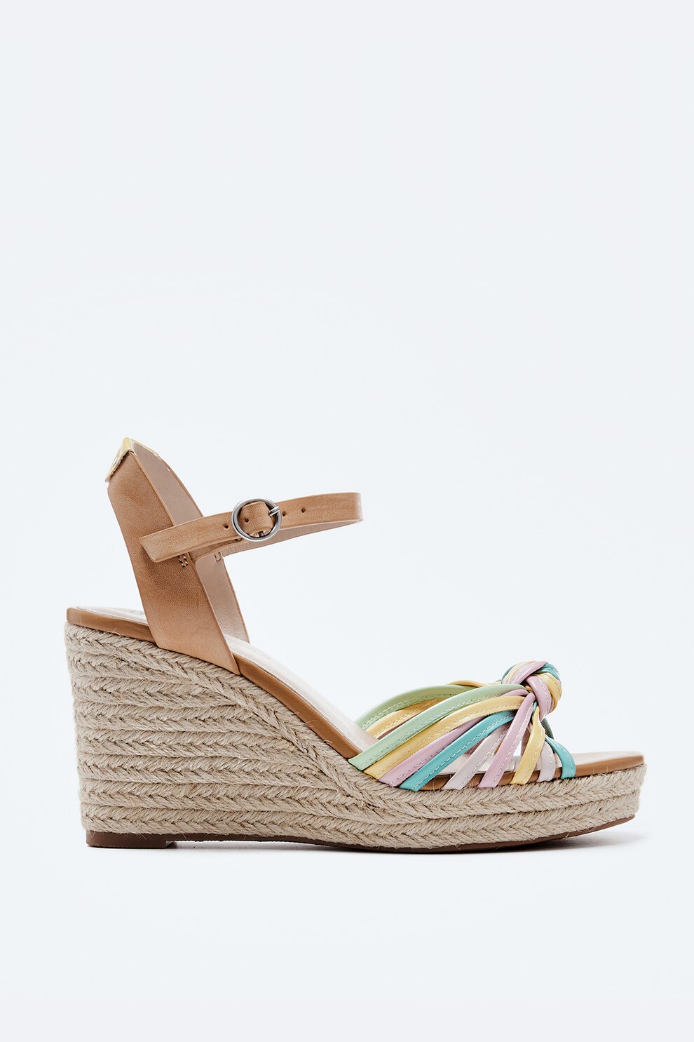 Pepe Jeans London, Sandale wedge tip espadrile cu detaliu nod