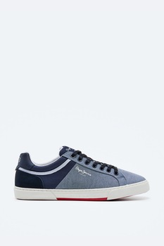 Pepe Jeans London, Pantofi sport din material textil si piele ecologica Pepe Jeans London, Pantofi sport din material textil si piele ecologica