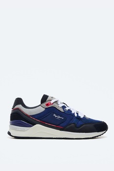 Pepe Jeans London, Pantofi sport de piele ecologica cu insertii de plasa Pepe Jeans London, Pantofi sport de piele ecologica cu insertii de plasa