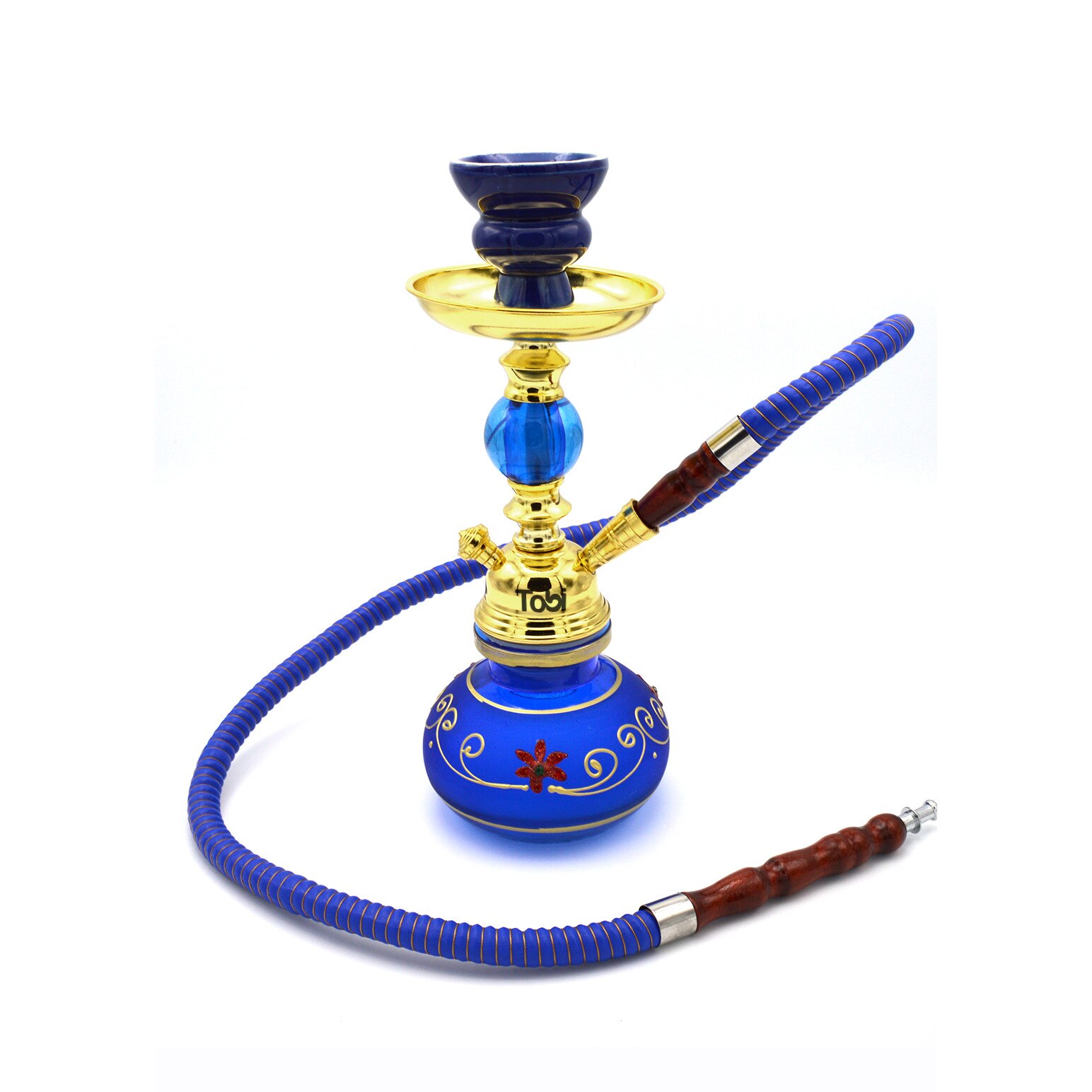 Narghilea Tobi, Mansoura, 1 furtun, Albastru, 27 cm