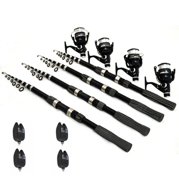 Set 4Karp 4 lansete telescopice 3,60m 4 mulinete si 4 avertizori Set 4Karp 4 lansete telescopice 3,60m 4 mulinete si 4 avertizori