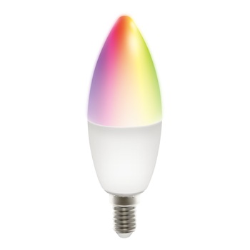 Bec smart LED RGB DELTACO SMART HOME, E14, WiFI 2.4GHz, 5W, 470lm, reglabil, Google Assistant si Amazon Alexa, 2700K-6500K, 220-240V, alb Bec smart LED RGB DELTACO SMART HOME, E14, WiFI 2.4GHz, 5W, 470lm, reglabil, Google Assistant si Amazon Alexa, 2700K-6500K, 220-240V, alb