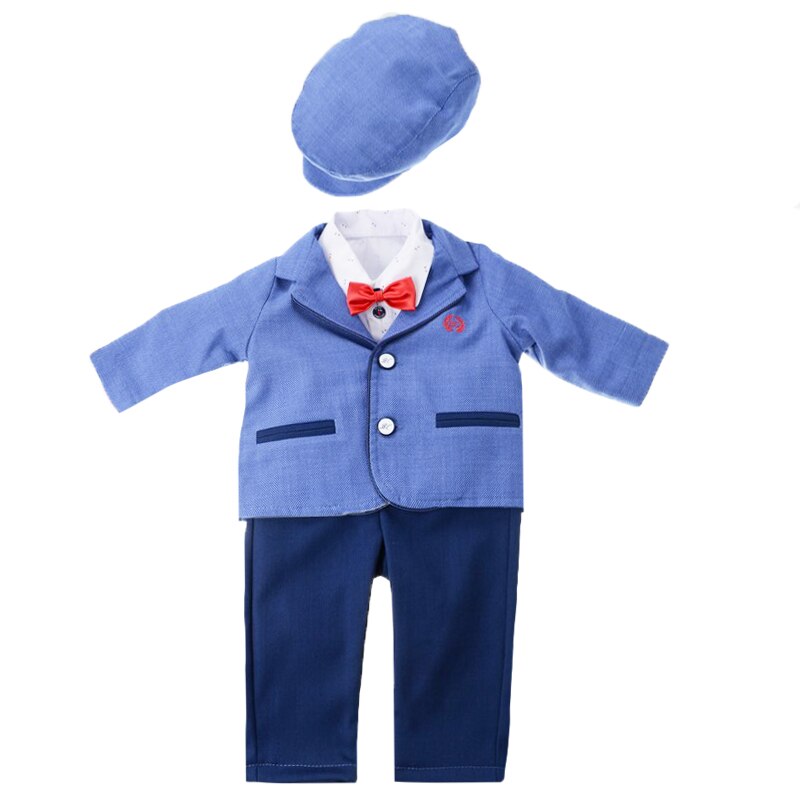 Costum de botez 5 piese pentru baieti Baby Colibra VIP KJ03-1, Multicolor, 1-3 luni