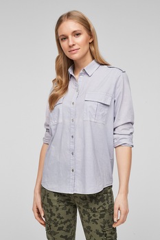 s.Oliver, Camasa cu buzunare cu clapa si epoleti, Lila prafuit s.Oliver, Camasa cu buzunare cu clapa si epoleti, Lila prafuit