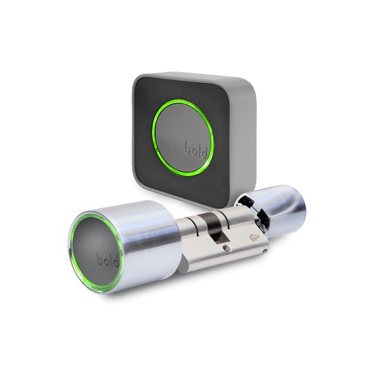 Pachet Cilindru Ajustabil Incuietoare Inteligenta Bold Smart Lock SX 33 + Adaptor Wifi Bold Connect Olanda cod, Bluetooth, smartphone app iOS, Android