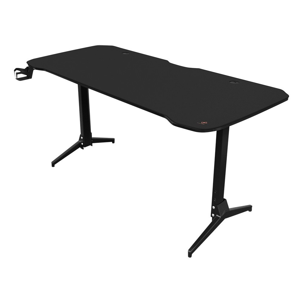 Birou de gaming DELTACO GAMING DT310, 1590x730x700-800cm, picioare metalice, inaltime reglabila, mousepad incorporat, suport incorporat pentru casti, suport pentru pahar, negru
