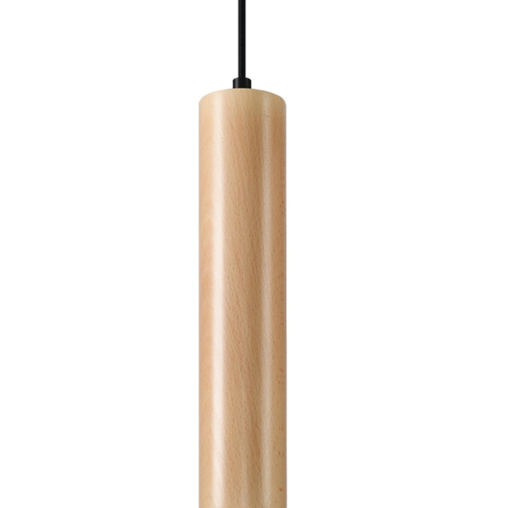 Lampa suspendata Lino lemn natural 1 bec tub scandinav de interior
