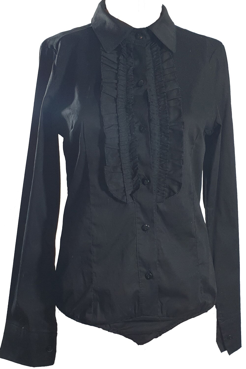 Camasa body K.L Mode, negru cu volane aplicate in fata, L