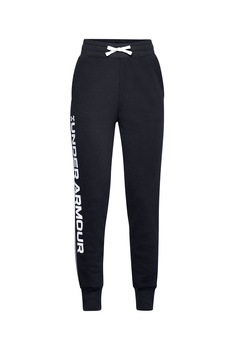 Under Armour, Pantaloni conici cu imprimeu logo pentru antrenament Rival, Negru/Alb Under Armour, Pantaloni conici cu imprimeu logo pentru antrenament Rival, Negru/Alb