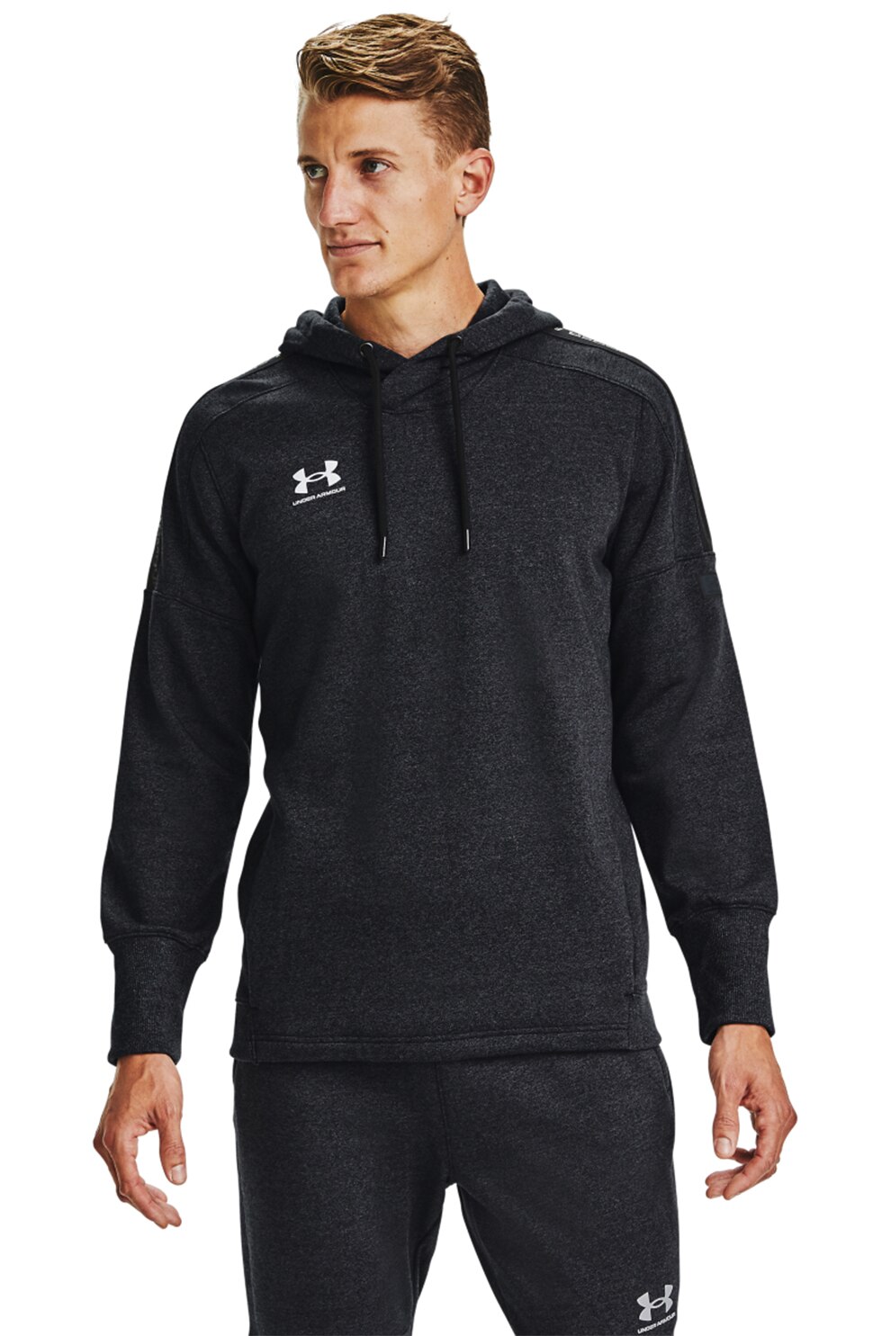 Under Armour, Hanorac cu buzunare laterale, pentru antrenament Accelerate Off-Pitch, Negru