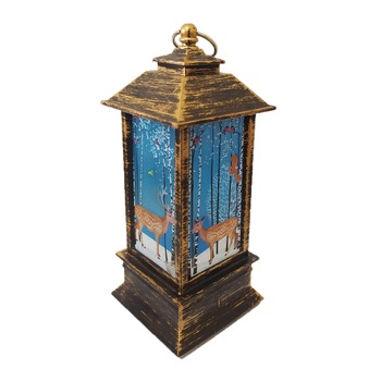 Felinar decorativ de Craciun, 130 x 55 mm, model Reni in padure, baterii incluse, Maro/Albastru Felinar decorativ de Craciun, 130 x 55 mm, model Reni in padure, baterii incluse, Maro/Albastru