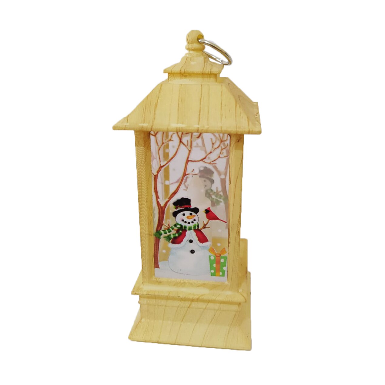 Felinar decorativ de Craciun, 130 x 55 mm, model Om de Zapada, baterii incluse, Crem/Alb