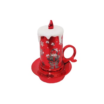 Lumanare decorativa de Craciun, 80 x 65 mm, model fulgi de zapada, baterii incluse, Rosu/Alb Lumanare decorativa de Craciun, 80 x 65 mm, model fulgi de zapada, baterii incluse, Rosu/Alb