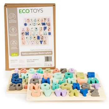 Tabla educationala din lemn cu cifre si litere - 51 de elemente ecotoys ma4512 Tabla educationala din lemn cu cifre si litere - 51 de elemente ecotoys ma4512