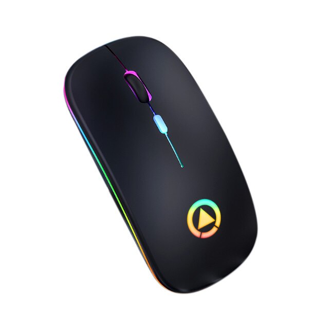 Mouse laptop fara fir, YinDiao, cu bluetooth si receptor USB, iluminare RGB si acumulator reincarcabil, negru mat