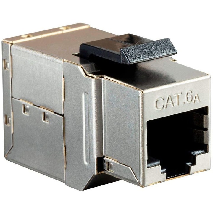 Конектор Keystone Jack cat6A 10GB LanKATT FTP/STP, Екраниран full shield, Модулен, женско - женско (RJ45-RJ45), 500Mhz, Snap in - 10 Gigabit