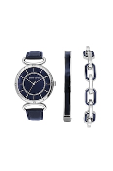 Pierre Cardin, Set de ceas de otel inoxidabil si bratari - 3 piese, Bleumarin/Argintiu Pierre Cardin, Set de ceas de otel inoxidabil si bratari - 3 piese, Bleumarin/Argintiu