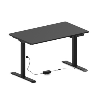Birou ergonomic reglabil electric pe inaltime Black TerrA3 cu Blat Negru 120 x 60 cm x2.5 cm Work from Home, 1 motor Birou ergonomic reglabil electric pe inaltime Black TerrA3 cu Blat Negru 120 x 60 cm x2.5 cm Work from Home, 1 motor