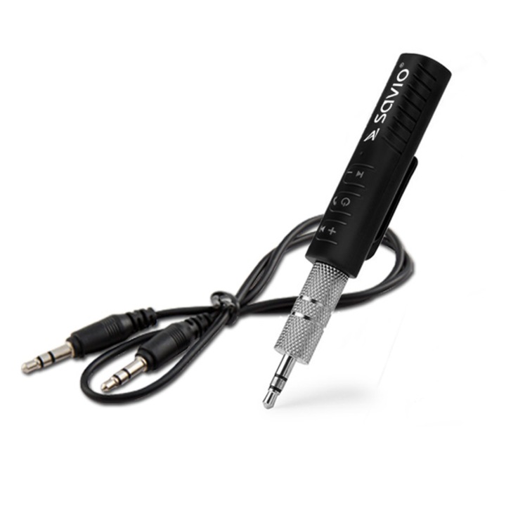 Receptor Bluetooth Audio, Savio TR-11 , Receiver Muzica Auto, 3.5 mm, Auxiliar Adapter, Microfon, Pentru Muzica si Apeluri In Masina, Negru